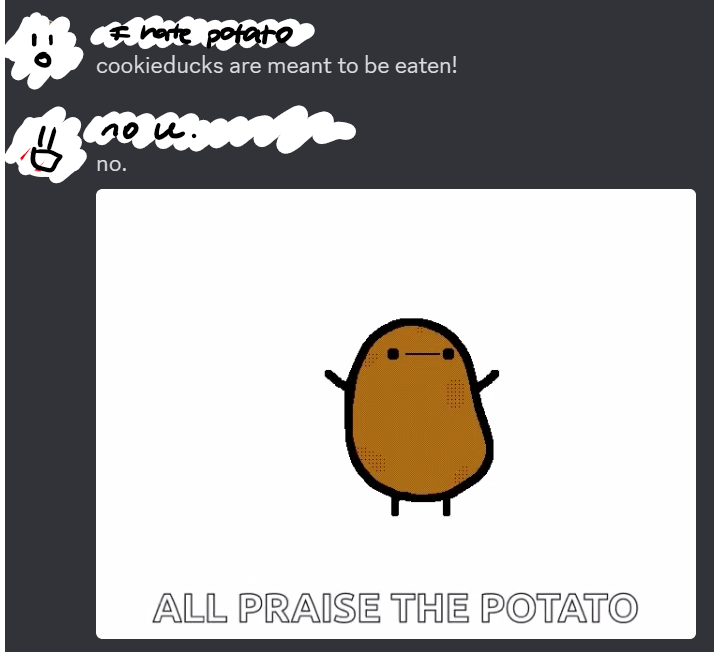 image of a conversation where someone posts message saying cookieducks are meant to be eaten